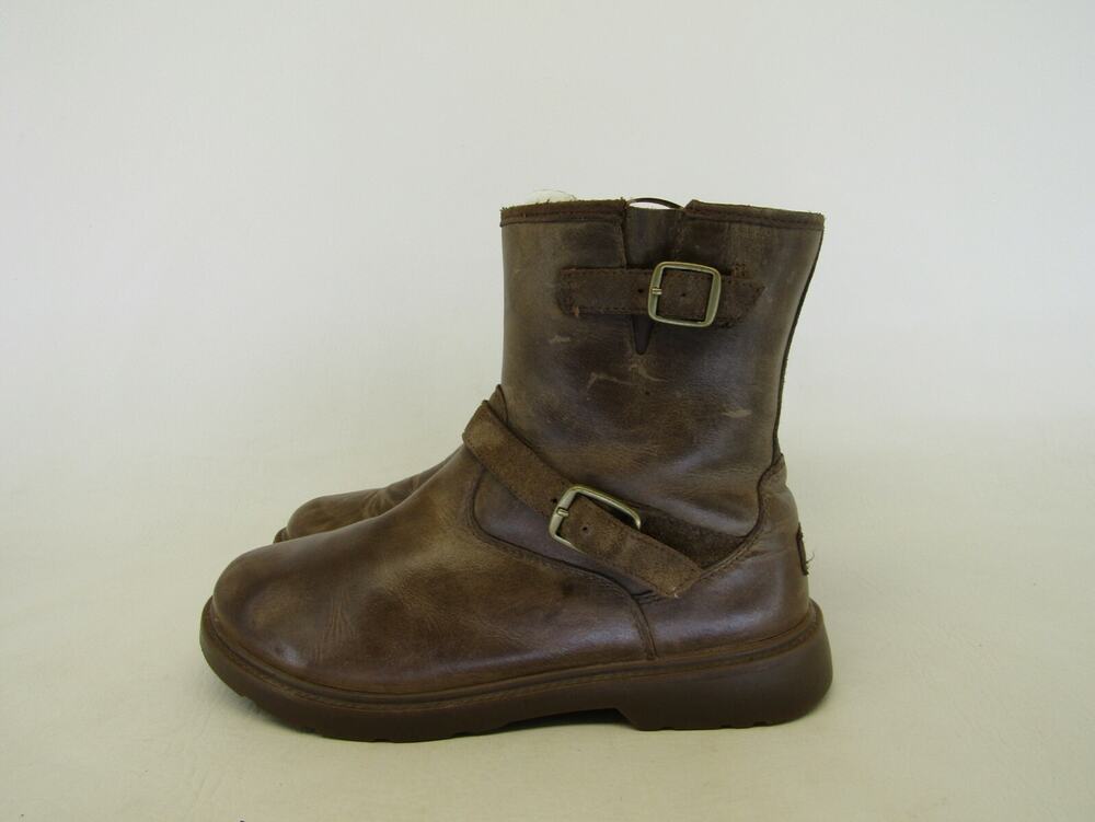 UGG Womens Size 5 M Brown Leather Buckle Ankle Fashion Boots Bootie